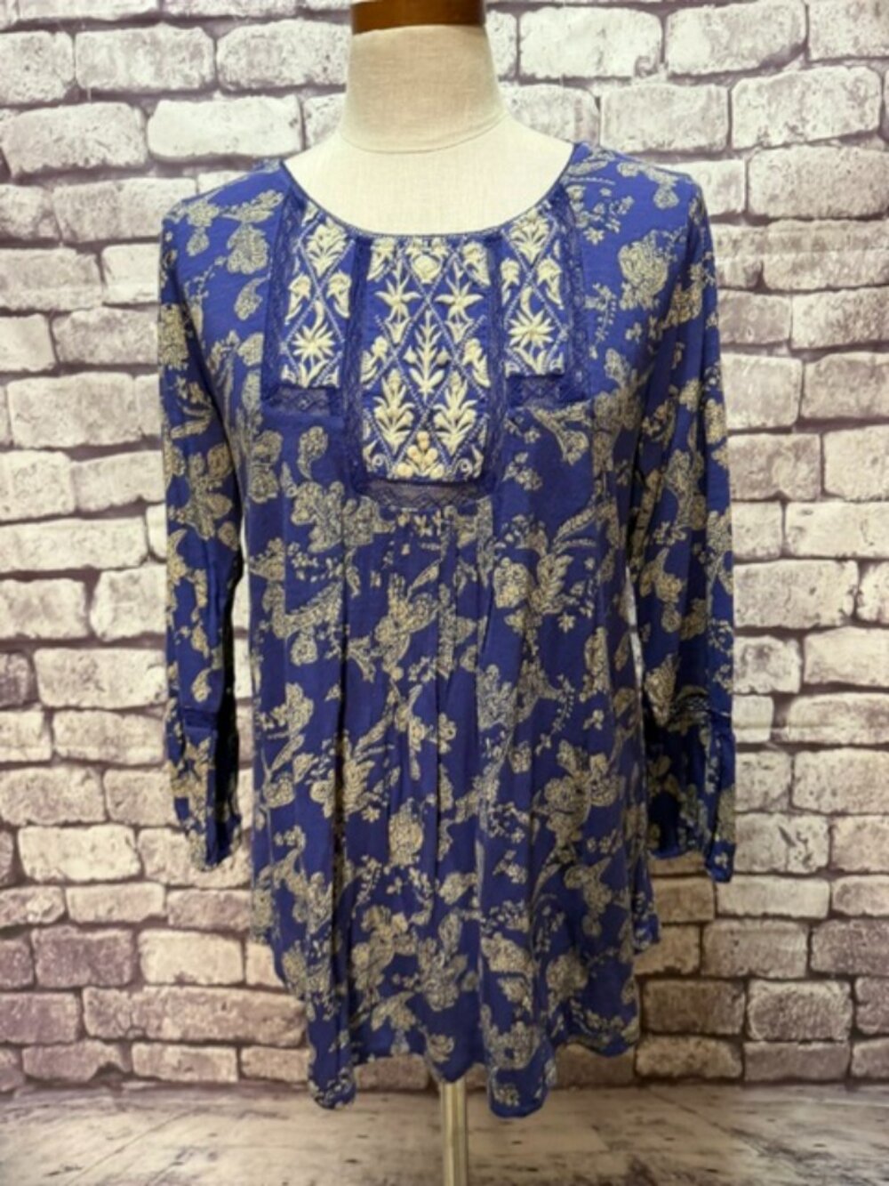 Lucky Brand Purple & Khaki Long Sleeve Blouse Size XL